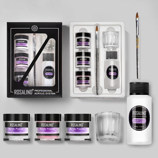 Nail Powder Acrylic Professional Kit - Art Tool Set Contains Glass Cup Acrylic & Liquid Extention Carving Manicure