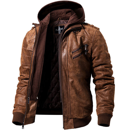 Men's Winter Fashion Motorcycle Leather Jacket