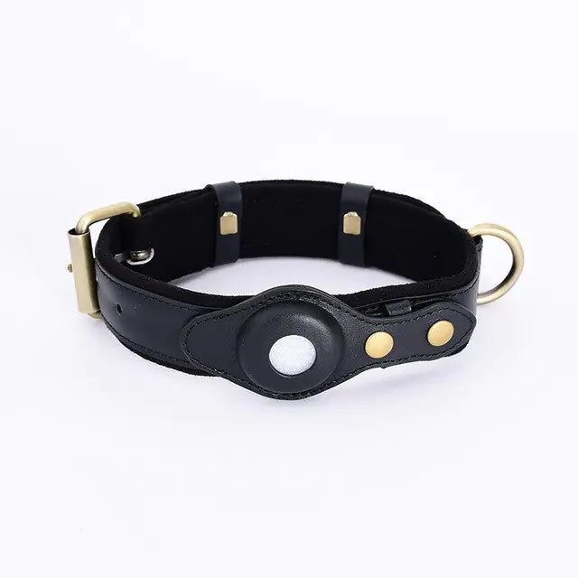 Anti-Lost Leather Dog Collar
