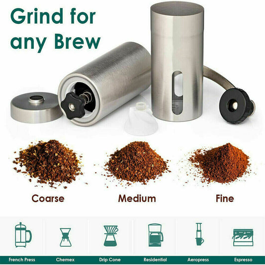 Manual Stainless Steel Coffee Grinder with Ceramic Bean Mill