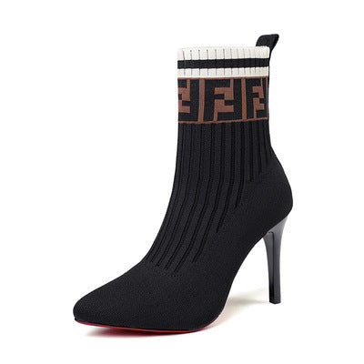 Fashionable High Heeled Sock Boots