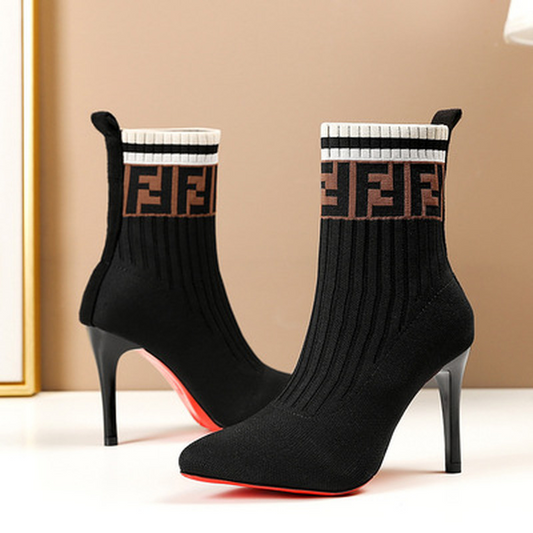 Fashionable High Heeled Sock Boots