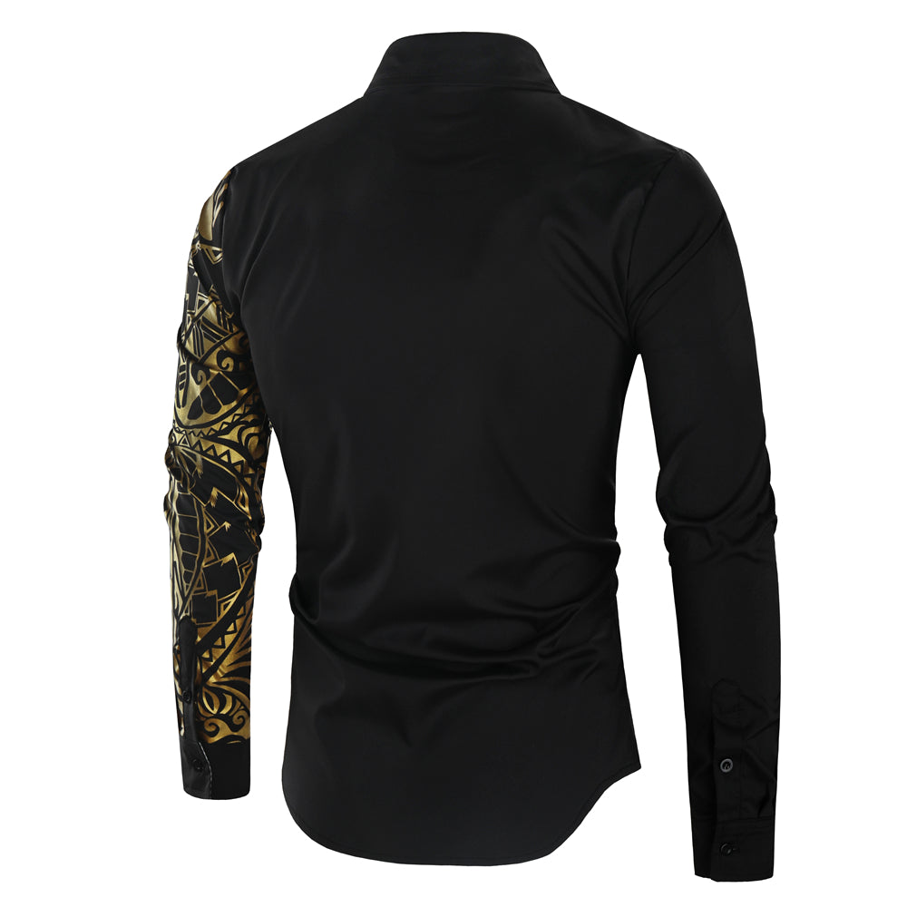 Luxury Gold Black Shirt - New Slim Fit Long Sleeve